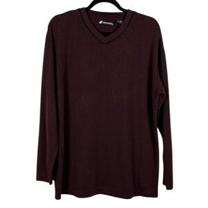 Ferruche Men's Classic V Neck Cotton Blend Knit Sweater Medium Deep Burgundy